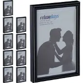 Relaxdays 10 x Bilderrahmen 10 x 15 cm schwarz Schwarz
