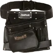Toolpack Industrie-Werkzeuggürtel, 1 festes Holster, Hammerhalter, schwarzes Finish