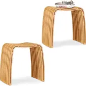 Relaxdays 2 x Garderoben Hocker im Bambus Design Hellbraun