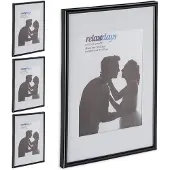 Relaxdays 4 x Bilderrahmen 20x30 cm Weiß,Schwarz