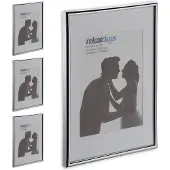 Relaxdays 4 x Bilderrahmen A4 silber Silber
