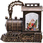 Kaemingk Weihnachts-Wasserspinner Zug mit Lichtern und Musik - 23 cm