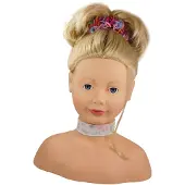 Götz 1192052 Haarwerk mit blonden Haaren und blauen Augen - 28 cm hoher Frisierkopf- und Schminkkopf in 58-teiligen Set - geeignet für Mädchen ab 3 Jahren
