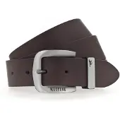 Mustang Ledergürtel "Franklin", Herren, Gr. 100, braun (dunkelbraun), Rindsleder, unifarben, Gürtel Ledergürtel, mit Dornschließe aus geschwärztem Silber, unifarben