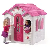 Step2 Sweetheart Spielhaus in Rosa / Weiß | Kunststoff Spielhaus für Kinder mit Klingel und Zubehör