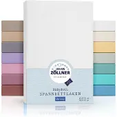 Julius Zöllner Jersey Spannbettlaken für Baby- & Kinderbett, 100% Jersey-Baumwolle, OEKO-TEX Standard 100 zertifiziert, Größe: 60x120cm / 70x140cm, 2er Pack, weiß