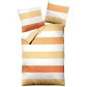 TRAUMSCHLAF Bettwäsche Biber Streifen orange 200x220 cm + 2x 80x80 cm