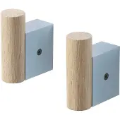 Muuto Attach Hook Set of 2 Oak/Pale Blue - , Multicolor, Holz