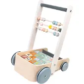Janod Sweet Cocoon - Holz Lauflernwagen mit ABC Bausteinen und Abakus