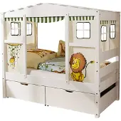 Ticaa kindermobel Hausbett Mini mit Bettkasten "Safari" Kiefer Weiß Ticaa Weiß
