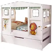 Ticaa kindermobel Hausbett Mini mit Bettkasten "Safari" Kiefer Weiß Ticaa Weiß