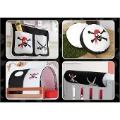 Ticaa kindermobel Kinder Hochbett Zubehör Set 4-teilig Ticaa Pirat Schwarz-Weiß
