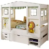 Ticaa kindermobel Hausbett Mini mit Bettkasten "Safari" Kiefer Weiß Ticaa Weiß