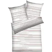 Dyckhoff Weichfrottier Bettwäsche 'Nadelstreifenblöcke' 135 x 200 cm Rot - Grau