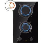Klarstein Gasherd, Gaskochfeld 2 Flammig, Einbau-Gaskocher für Zuhause & Wohnmobil, Campingkocher mit Glasplatte, Gasherd für Propan- und Erdgas, Edelstahl Gas-Herdplatte Wok Brenner 4200 Watt