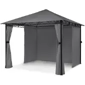 Blumfeldt Mondo - Pergola Partyzelt Gartenzelt Gazebo, Größe: 2,95 x 2,6 x 2,95 m (BxHxT), 4 Seitenteile, EasyMount Concept, Witterungsschutz: UV / Wind / Regen, dunkelgrau