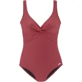 LASCANA Badeanzug , Damen, Gr. 38, Cup D, rot (rostrot), Polyamid, unifarben, Badeanzüge Badeanzug, mit Shaping-Einsatz vorn, eingearbeitete Softcups, mit Raffungen