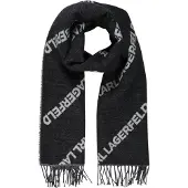 Karl Lagerfeld Schal Logo Wool Scarf Black / Gray