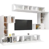 vidaXL 8-tlg. TV-Schrank-Set Weiß Holzwerkstoff