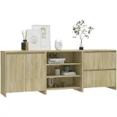 vidaXL 3-tlg. Sideboard Sonoma-Eiche Holzwerkstoff