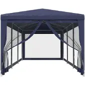 vidaXL Partyzelt mit 8 Mesh-Seitenwänden Blau 3x9 m HDPE