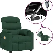vidaXL Elektrischer Massagesessel Dunkelgrün Stoff