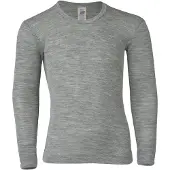 Engel Bluse - Wolle/Seide - Grau Meliert - - 6 Jahre (116) - Blusen