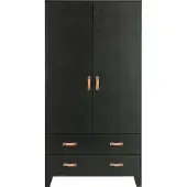 Woood Dian Garderobenschrank Aus Kiefer, 2-Türig, Schwarz