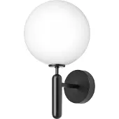 Nuura Außen-Wandlampe Miira, schwarz/opal, Ø 20 cm - Nuura , Miira, dimmbar, Schwarz, für Terrasse, Metall, Skandinavisch