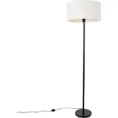QAZQA Stehleuchte Schwarz mit Schirm Weiß 50 cm Simplo