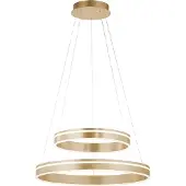 Q-SMART-HOME LED Pendellampe Smart Home Q VITO messing matt rund doppel Ring Fernbedienung messing matt Wohnzimmer, Esszimmer, Küche 8420-60, 8420-55, 8420-13
