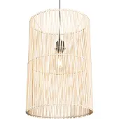 QAZQA - Landhaus I Vintage Skandinavische Hängelampe I Pendellampe I Pendelleuchte Bambus - Natasja I Wohnzimmer I Schlafzimmer - Bamboo Zylinder - LED geeignet E27