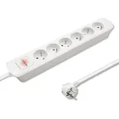 Qoltec 6-fach Steckdosenleiste, 1,8 m, Weiß
