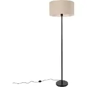 QAZQA Stehlampe Schwarz mit Schirm HellBraun 50 cm Simplo