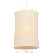 QAZQA - Design Design-Hängeleuchte weiß mit beigefarbenem Schirm - Rich I Wohnzimmer I Schlafzimmer - Textil Zylinder - LED geeignet E27