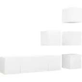vidaXL 6-tlg. TV-Schrank-Set Weiß Holzwerkstoff