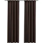 vidaXL Verdunkelungsvorhänge Haken Leinenoptik 2 Stk. Taupe 140x245 cm