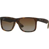 Ray-Ban Herren RB4165 JUSTIN 865/T5 Gläser SONNENBRILLEN Injiziert Schildkröte Braun Quadratisch Polarisiert