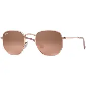 Ray-Ban HEXAGONAL FLAT LENSES, Erwachsener, Uni, Hexagonal, Nicht-polarisierte Linse, Edelstahl, Braun