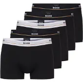 BOSS Fünfer-Pack eng anliegende Boxershorts aus Stretch-Baumwolle mit kurzem Bein und Logos am Bund Grösse S