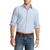 Ralph Lauren für Herren. 710792041002 Custom Fit Oxford Hemd blau (S), Lässig, Baumwolle, Langarm
