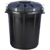 Denox Universal-Abfalleimer mit Deckel, rund, 70L, schwarz