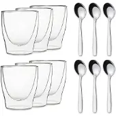 Feelino DUOS doppelwandiges Glas 80 ml Thermofunktion inkl. Edelstahl-Löffel