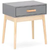 YES everyday Nachttisch Ordinary aus Kiefernholz, skandinavisches Design, grau, mit Schublade
