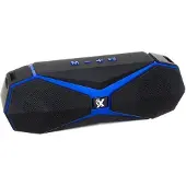 Izoxis Multifunktionaler drahtloser Bluetooth-Lautsprecher mit FM-Radio und Kartenleser, schwarz/blau, ABS-Kunststoff, 5,5x22x8 cm