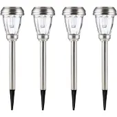 EZ Solar 4er Set LED Solar-Wegeleuchte mit bis zu 3 Lumen, rostfreier Edelstahl, mit Standard NiMH Akku, GL049EZ