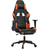 vidaXL Gaming-Stuhl mit Fußstütze Schwarz und Orange Kunstleder