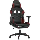 vidaXL Gaming-Stuhl mit Fußstütze Schwarz und Weinrot Kunstleder