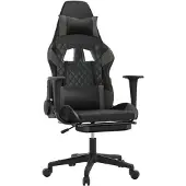 vidaXL Gaming-Stuhl mit Fußstütze Schwarz und Grau Kunstleder