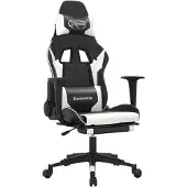 vidaXL Gaming-Stuhl mit Fußstütze Schwarz und Weiß Kunstleder